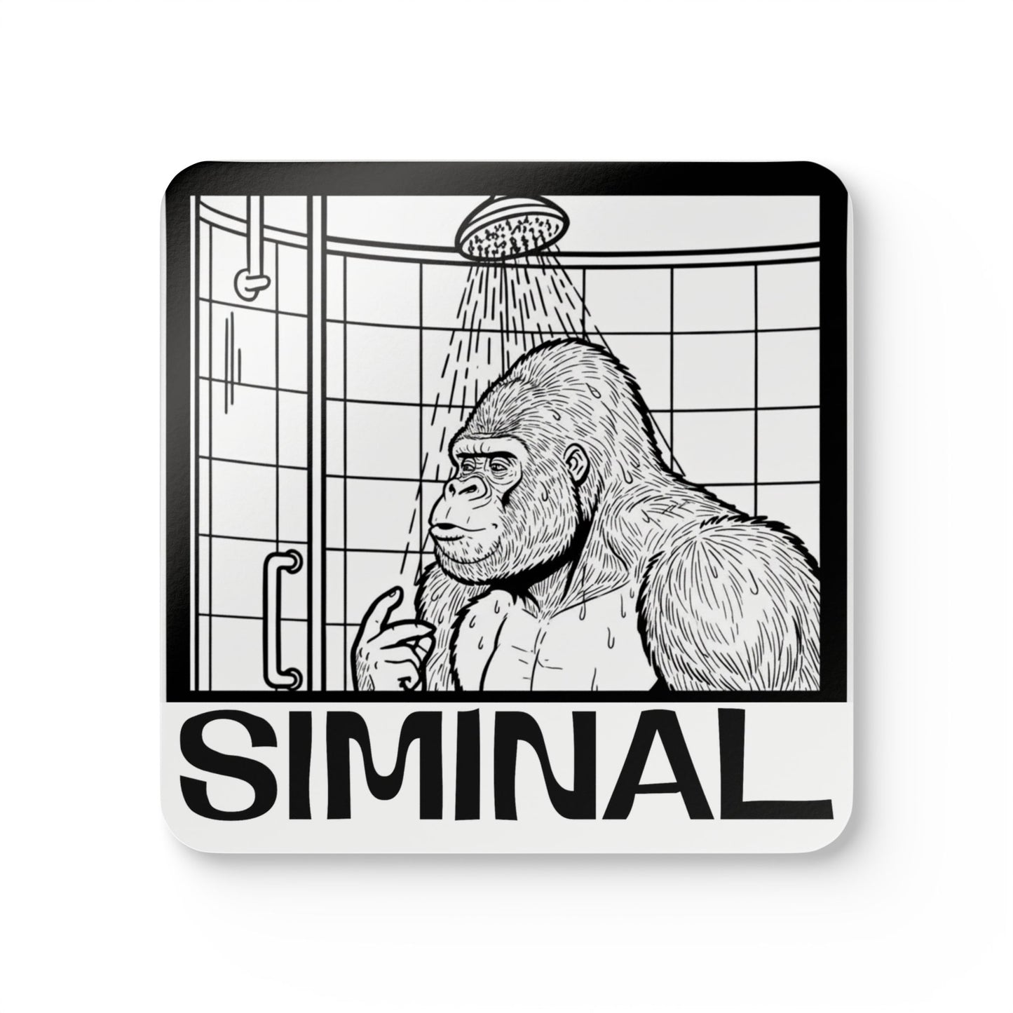 Blues Gorilla in the shower Cork Coaster set