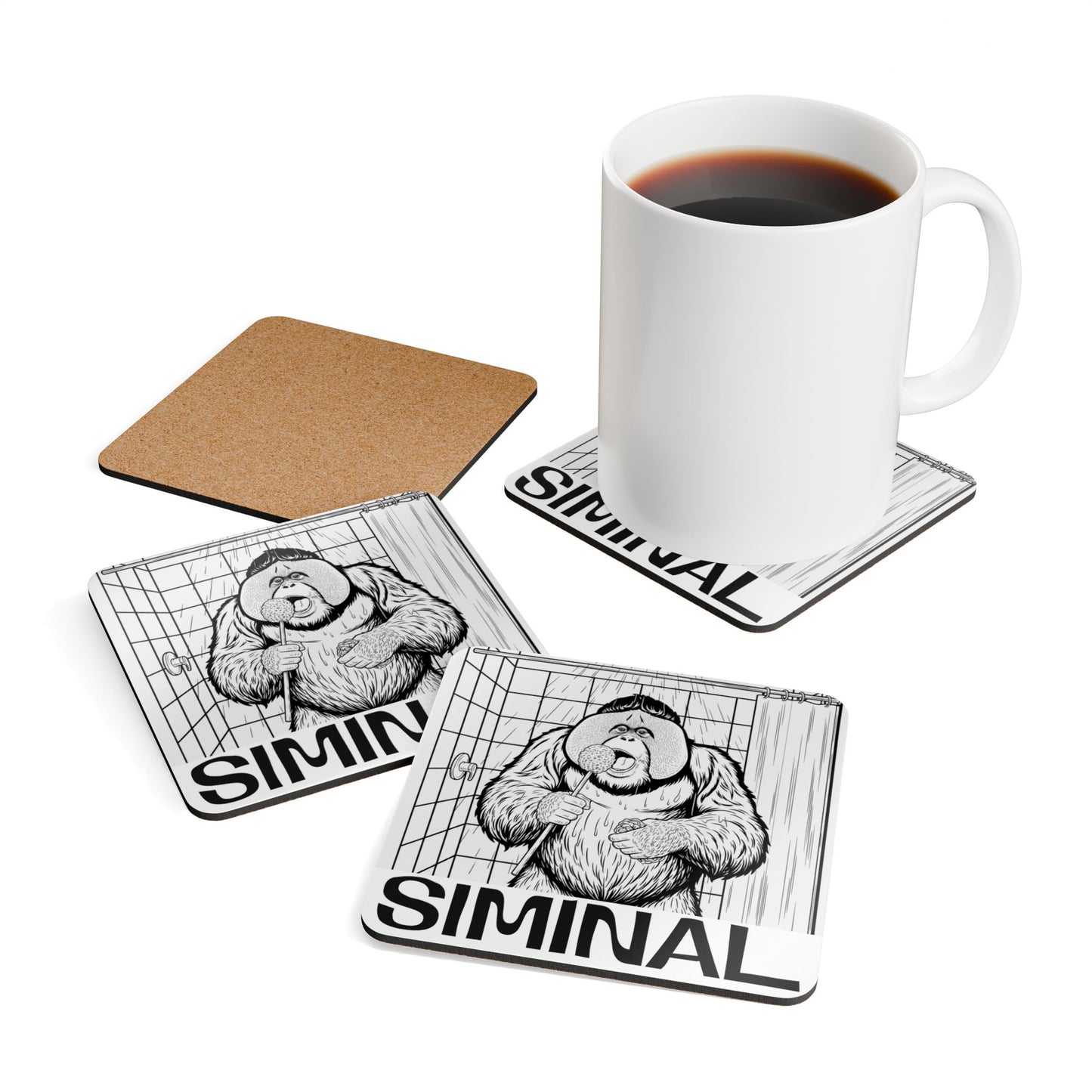 Siminal Orangutan Loofah performance Cork Coaster