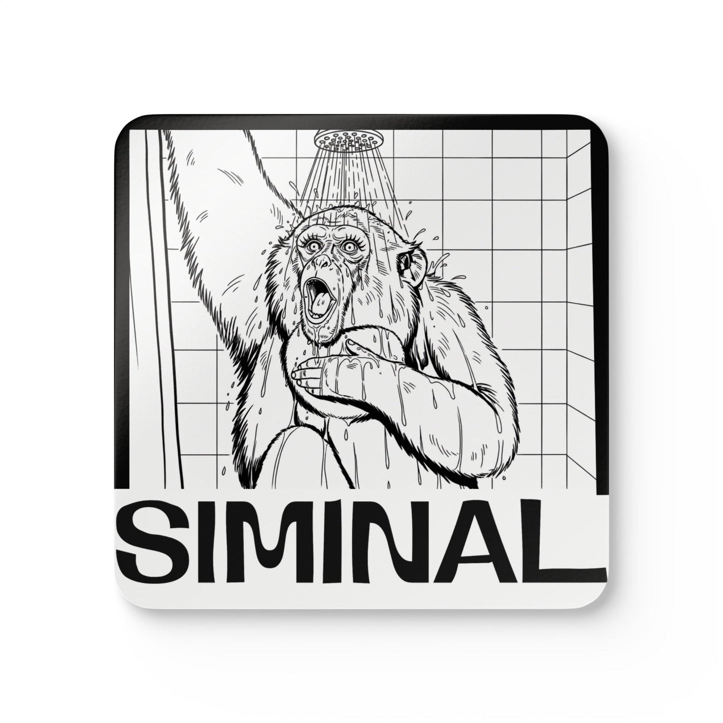 Showering Gibbon Coaster Corkwood Coaster Set