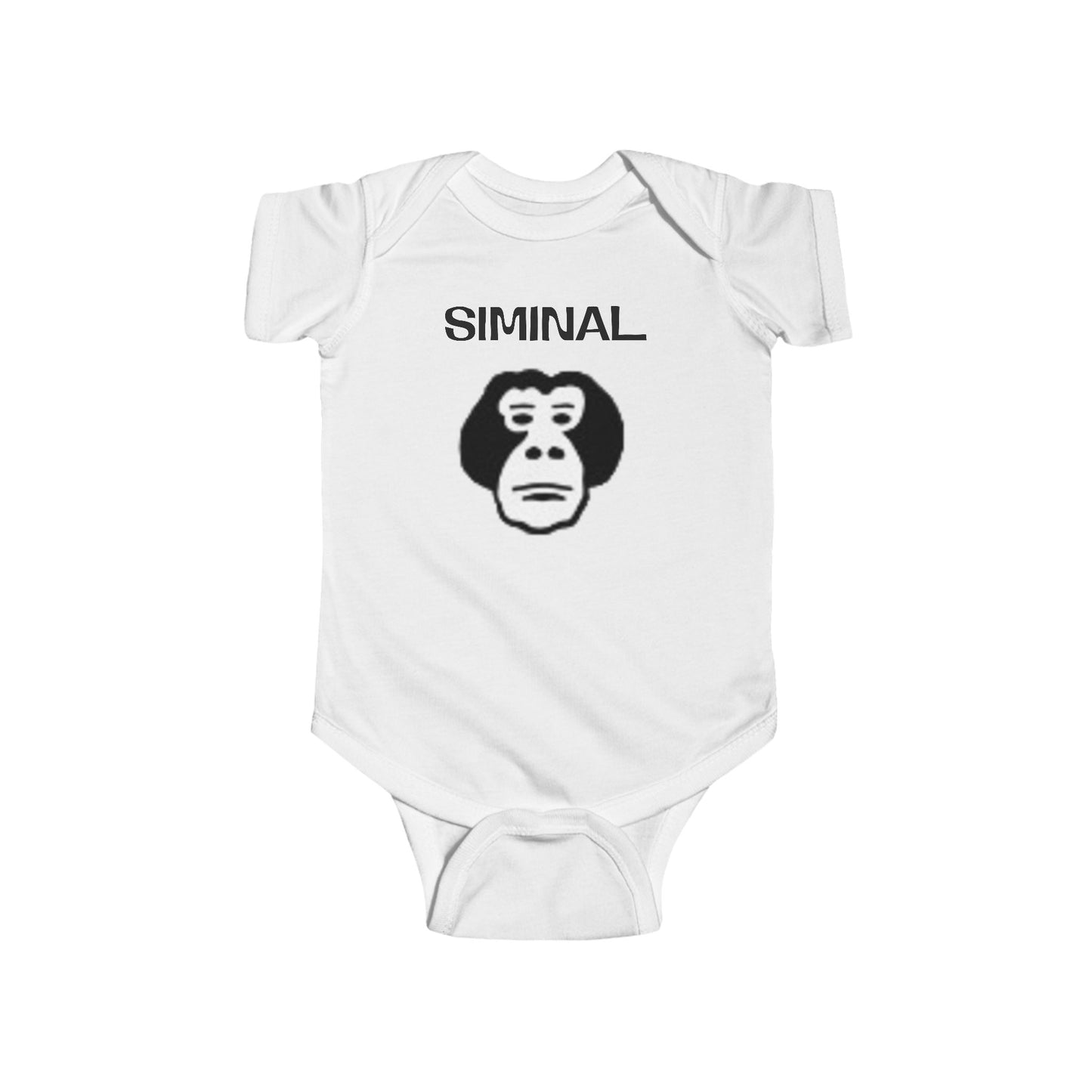 Infant Bodysuit — Minimal Monkey Face Baby Onesie with 'SIMINAL' Back Logo