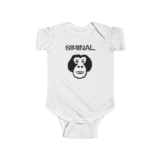Infant Bodysuit — Minimal Monkey Face Baby Onesie with 'SIMINAL' Back Logo